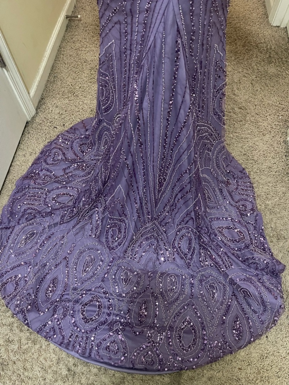 NEW Purple Beaded Corset Prom Dress - Picture 12 of 12